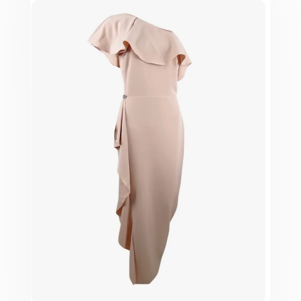 Ralph Lauren One Shoulder elegant Evening Dress in soft pink.